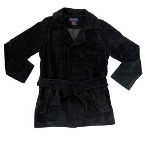 Denim & Co Women’s Jacket Black Leather Buttoned Blazer Small